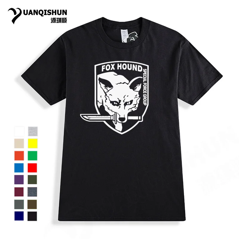 Однотонная мужская футболка с изображением лисы гончей Foxhound Special Force Metal gear
