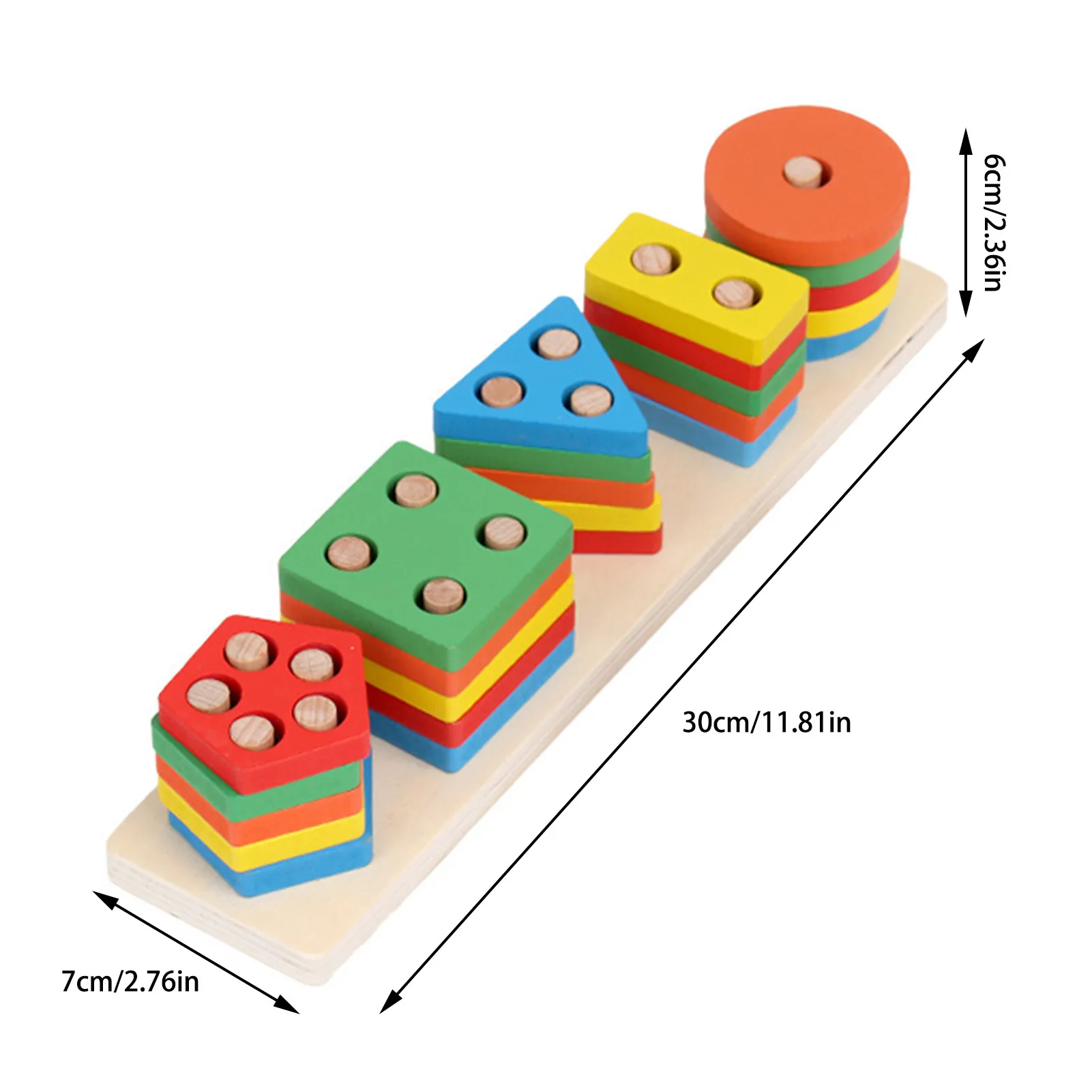 

Toddler Sorting Stacking Toys Wooden Color Shape Sorter Blocks For Children Early Educational Learning