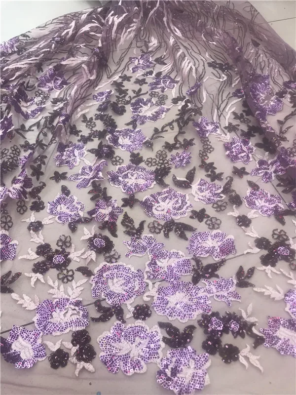 

best Quality Nigerian Lace Embroidered Net Fabric with sequins L-91685 for bridal dress