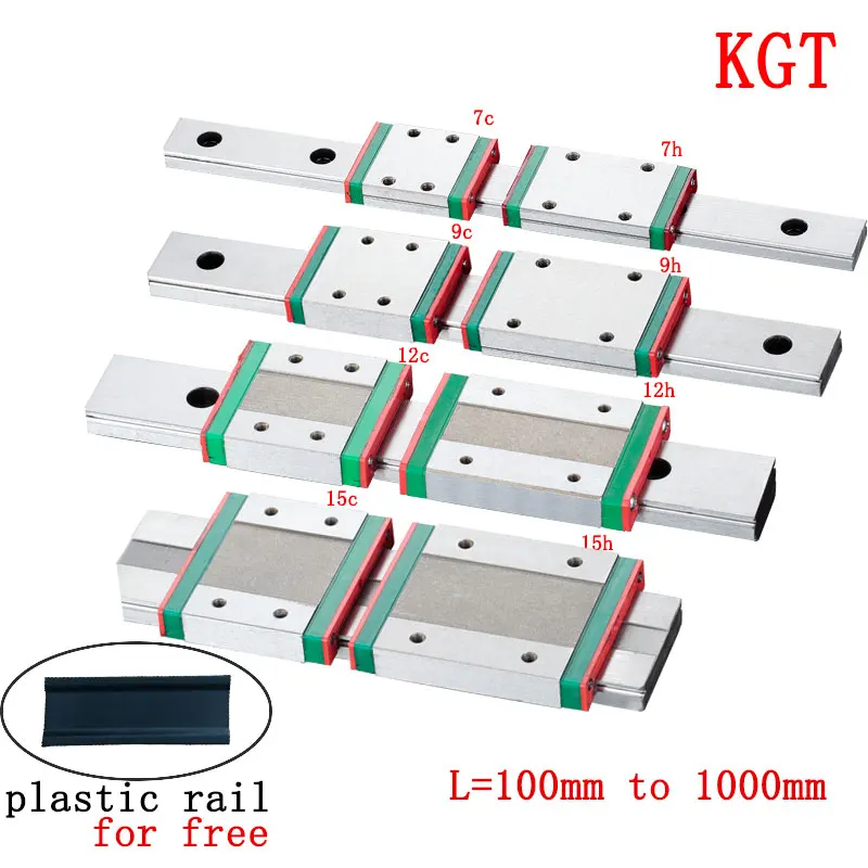 KGT Linear Guide MGW7 MGW9 MGW12 MGW15 Block 30mm to 1500mm Rail Carriage Cnc 3d Printer Part Miniature CNC Guide
