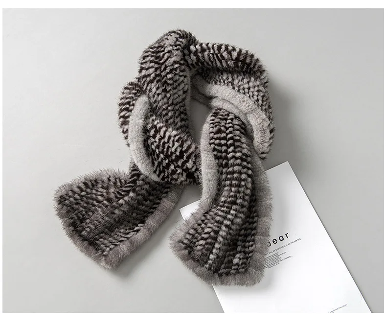 Бесплатная доставка Новый шарф из натурального меха норки мужской вязаный