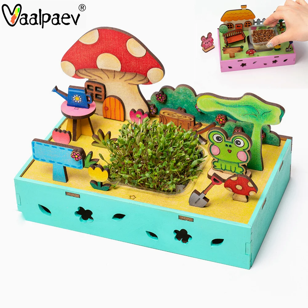 

Children's Handmade DIY Farm Soilless Planting Building Puzzle Toys for Adult Potted Plants Early Education Korean Wooden House