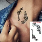 Водостойкая Временная тату-наклейка, пистолет, цветок, сердце, боди-арт, флэш-тату, искусственная татуировка для женщин и мужчин