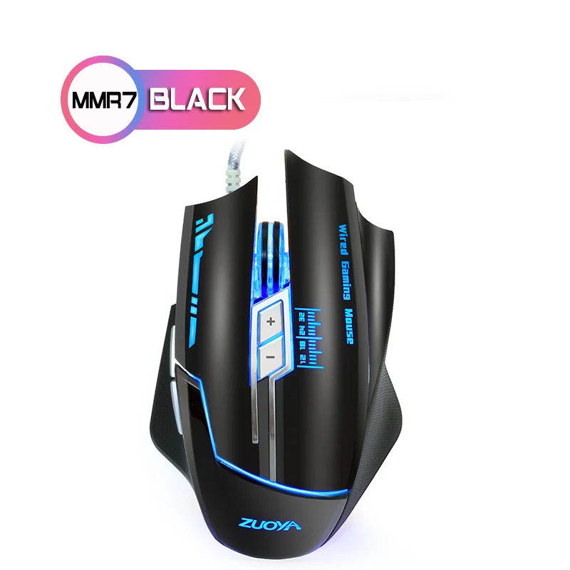 ZUOYA игровая мышь dpi, регулируемый светодиодный, яркий, проводной, оптическая, USB, геймерская мышь, игровая мышь для ПК, компьютера, ноутбука, профессиональная - Цвет: MMR7 BLACK