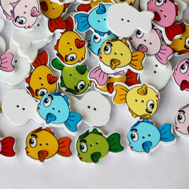 100 шт смешанные деревянные кнопки для одежды ремесел Вышивание декоративные