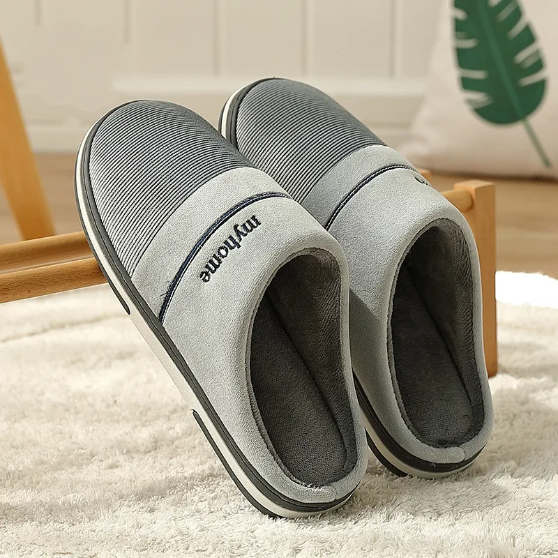 

2020 Winter Warm Men Shoes Indoor Home Slippers Big Size Male Plush Slippers Bedroom Floor Furry Cotton Man Slippers Household