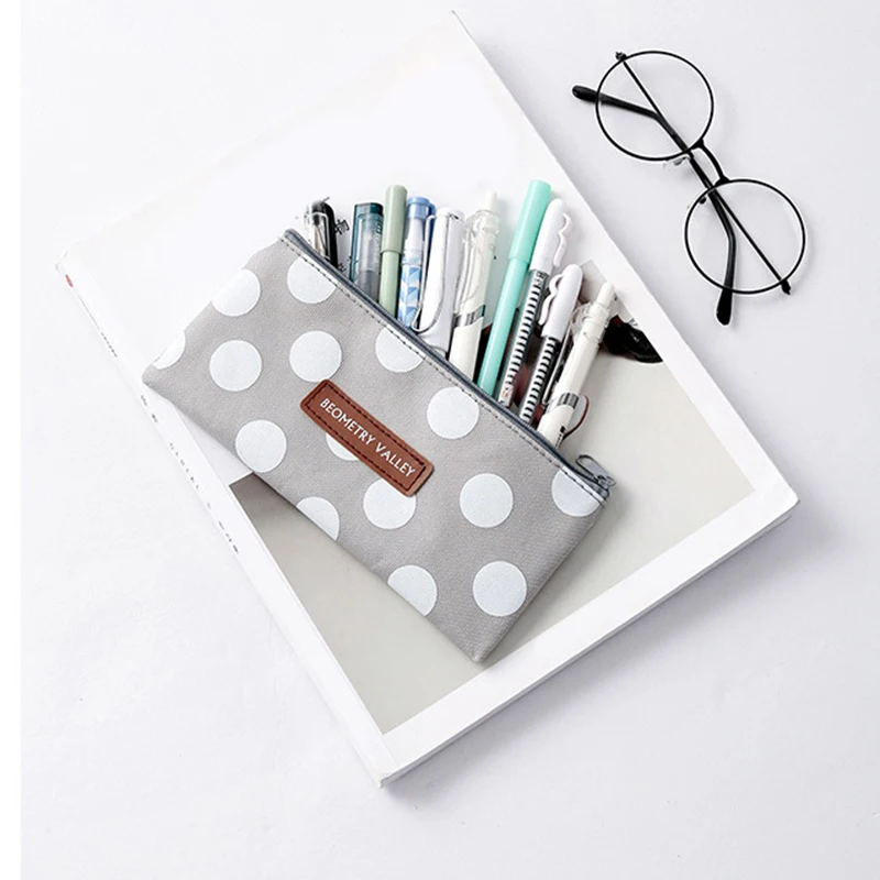 

Fashion Plaid Dot Pencil Bag Travel Make Up Bags Cosmetic Case Simple Glasses Cases Stationery Storage Case School Office Supply