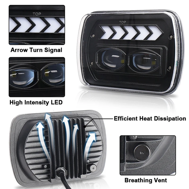 2 шт. 5X7 дюймов светодиодные фары фара ангельский глаз с поворотом одиночный свет