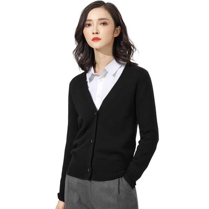 Вязаный кардиган свитер для женщин весна 2019 простая однотонная одежда с прямым