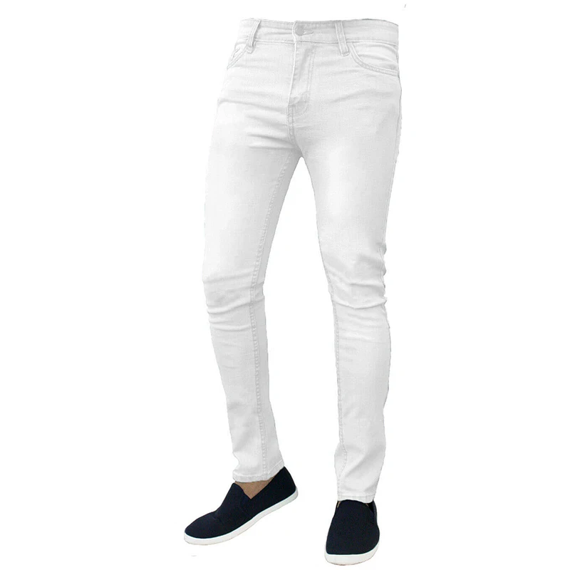 Black Skinny Jeans Men Fashion Stretch Slim Fit Mid Waist Denim Pencil Pants Male Casual Simple White Jeans Pantalones De Hombre
