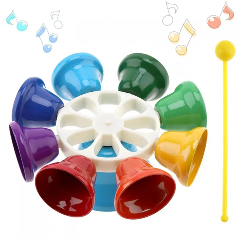 Hand Bell Colorful 8 Note Percussion Musical Children Baby Early Education Instrument | Спорт и развлечения