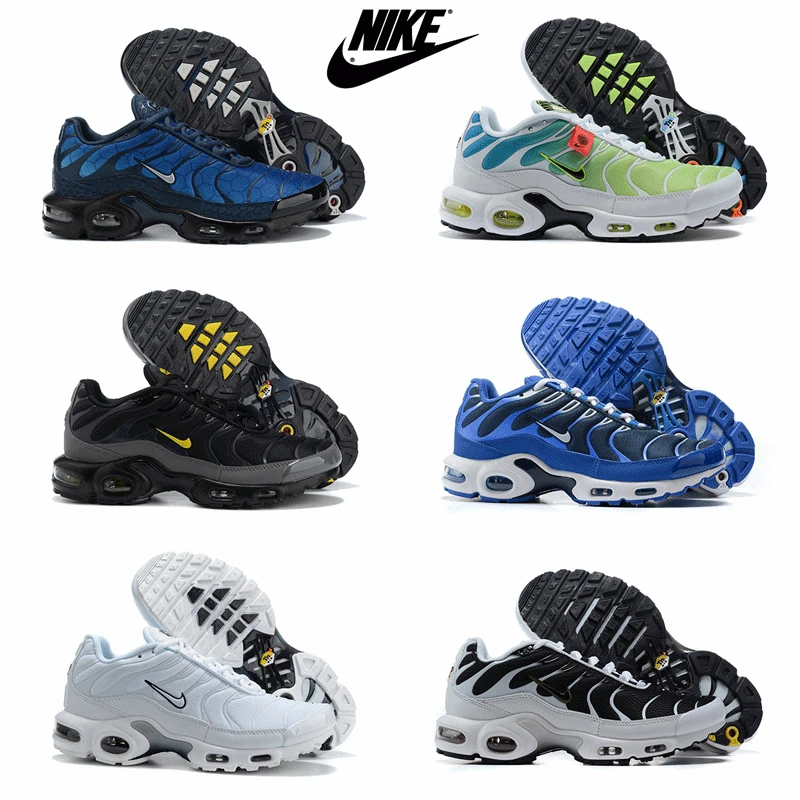 Кроссовки спортивные Tn Plus унисекс черные белые красные синие зеленые розовые 40