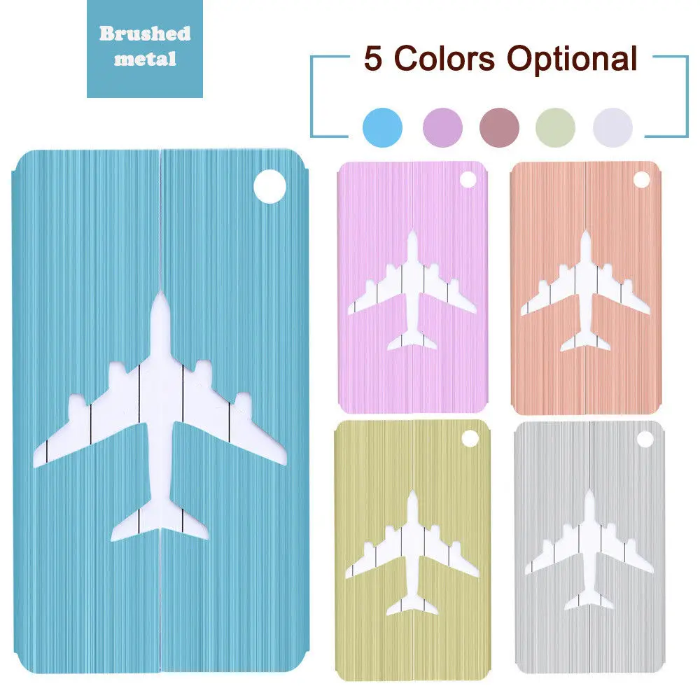 

New Brushed Aluminium Luggage Tags Suitcase Label Address ID Baggage Tag Travel