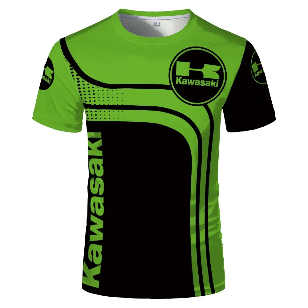 

2021 Summer Kawasaki Motorcycle Logo T shirt 3D Digital Print Short Sleeve Tshirt Harajuku Casual Sportswear Plus Size Men Top