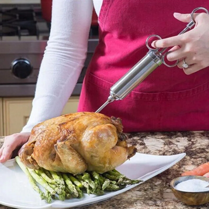 Инжектор для маринада гриля приправы индейки из нержавеющей стали кулинарный