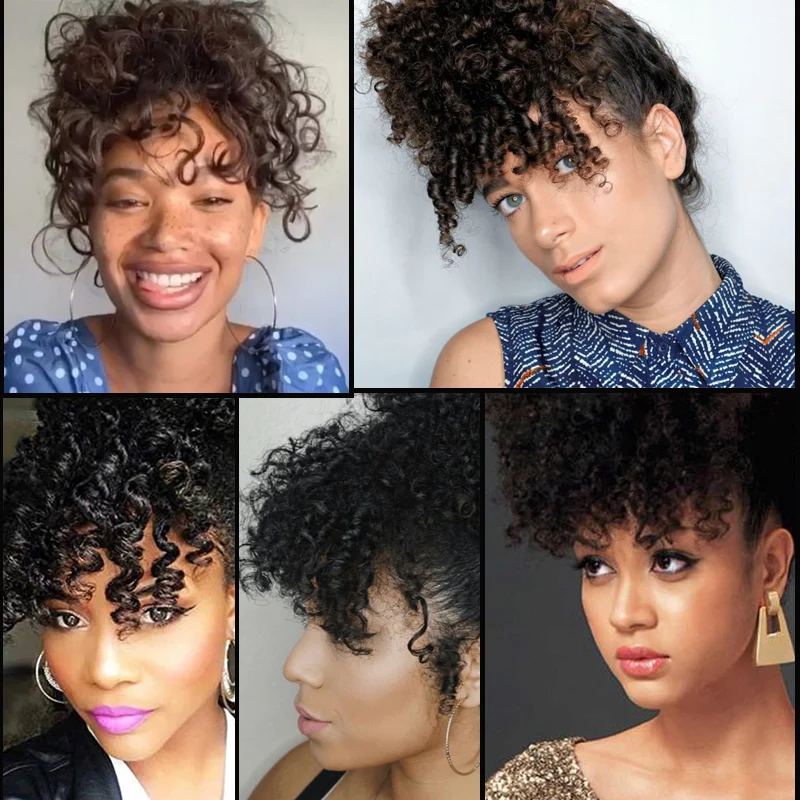 WERD вьющиеся имитация челок заколка для волос натуральные синтетические чёрный