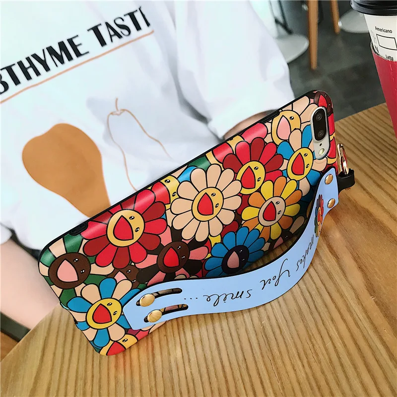 Симпатичный чехол KAIKAI KIKI с подсолнухами роскошный ремешком на запястье для iPhone 6