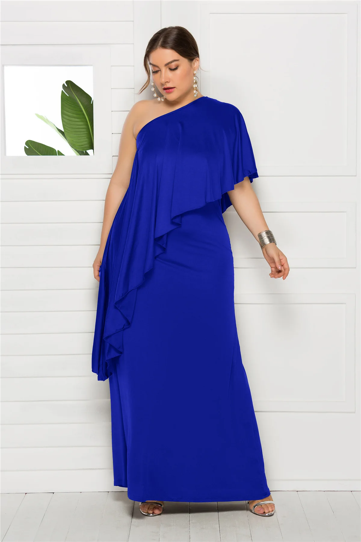 Размера плюс Вечерние платья Длинные элегантные блестящие Русалка с v-образным