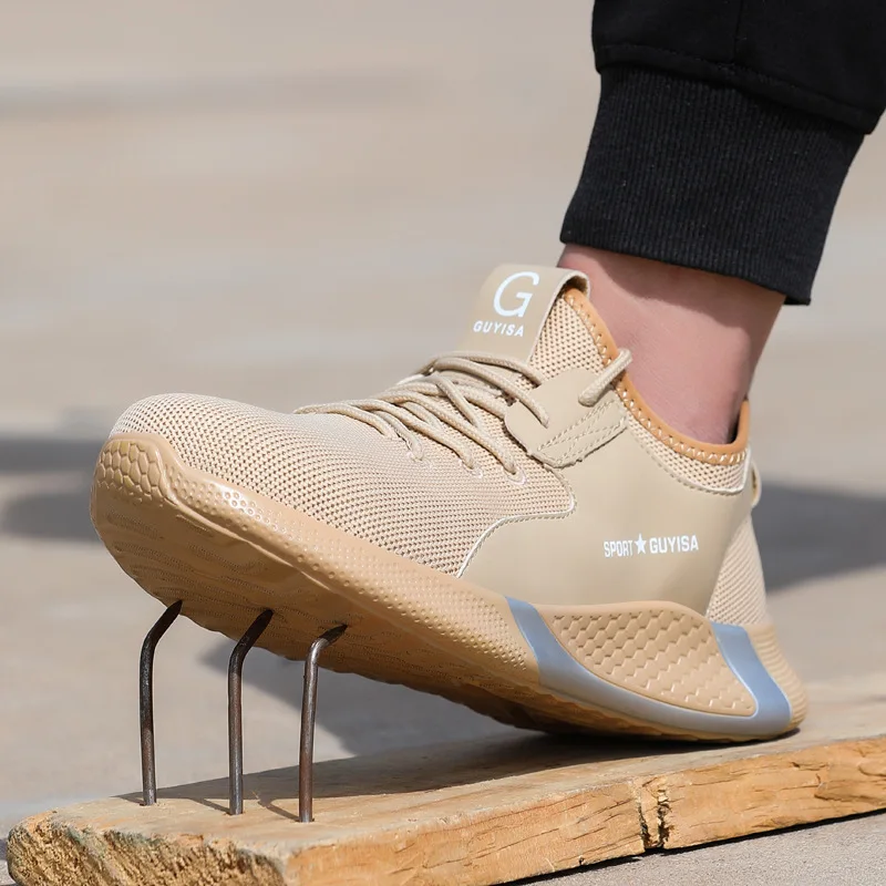 Кроссовки мужские укрепленные стальной носок непробиваемые легкие дышащие