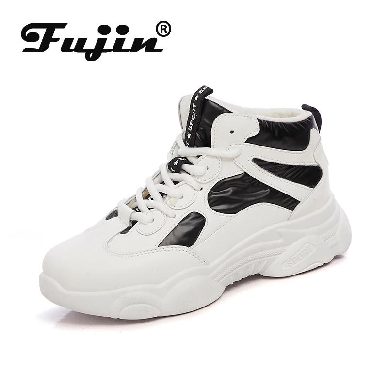 Fujin/кроссовки на толстой подошве Модные женские зимние ботинки с перекрестной