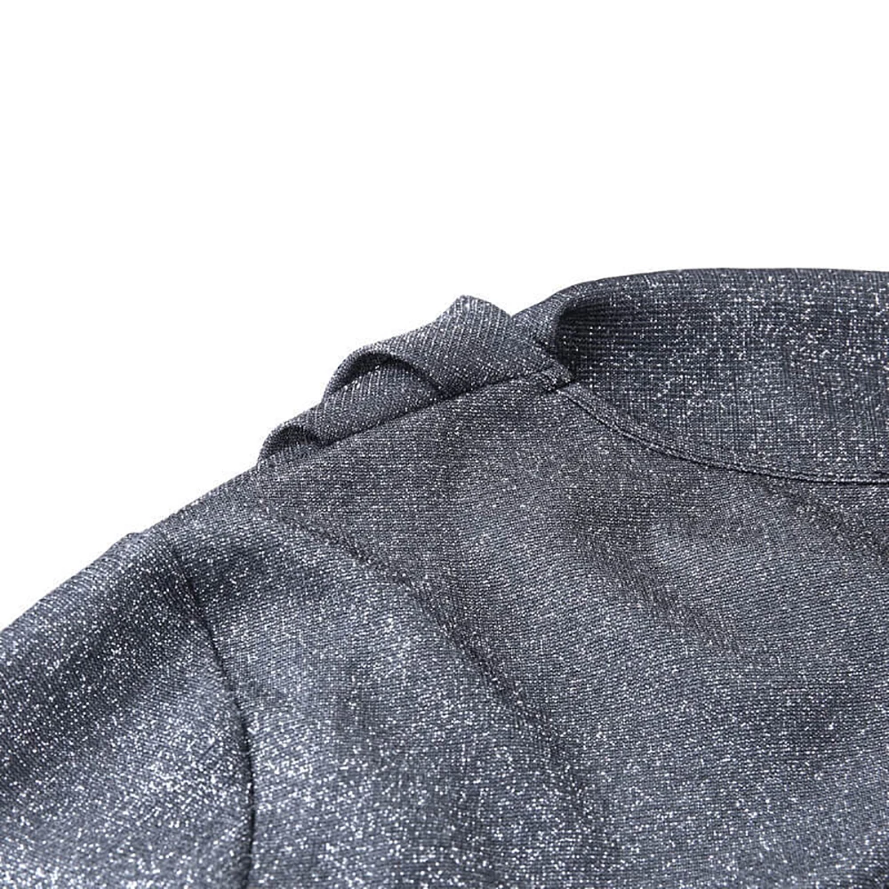 

Sexy Silver Glitter Dresses Autumn Winter Party Temperament Sexy Personality Drape Short Dress V-Neck Sequin Mini Bodycon Dress