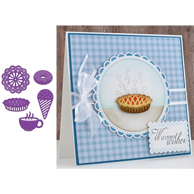 Вкусная еда пончики пирог мороженое напиток круговой узор Decora новые