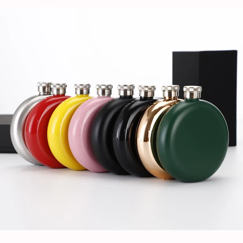 

Stainless Steel Hip Flask Portable Hip Flask Outdoor Round 5 oz Hip Flask Gift Hip Flask With Funnel and Gift Box