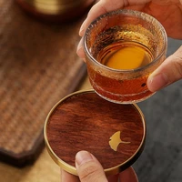 vintage japanese wooden placemat metal heat resistant tea tray cup coaster set round sottobicchieri kitchen accessories ah50mp