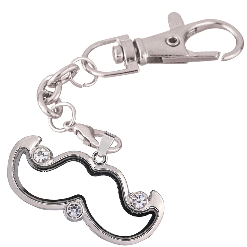10pcs/lot Moustache Open crystal locket Key Ring Memory Living Magnet Glass Keychains Locket Jewelry Accessories | Украшения и