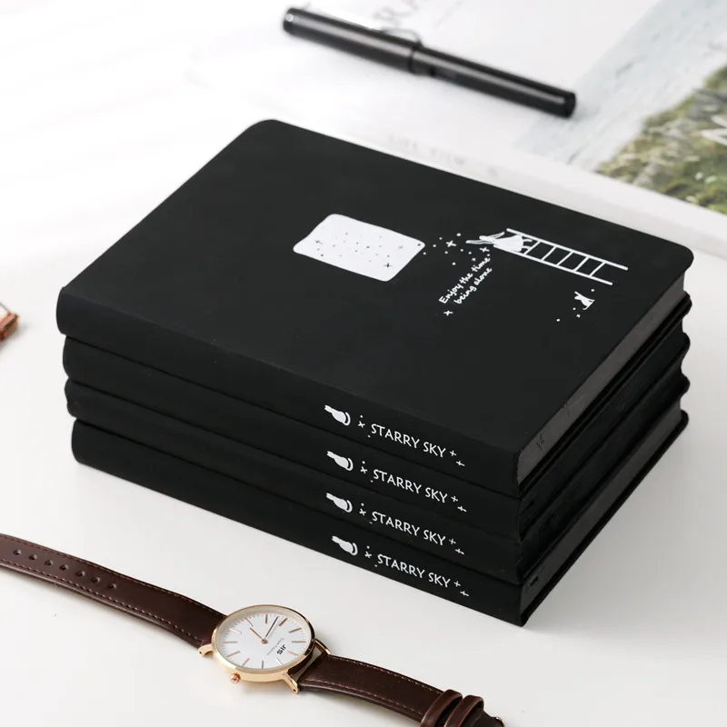

Black Star Notebook Hardcover Diary DIY Blank Black Paper Sketch Book 96sheets Notepad School Office Supply Papelaria