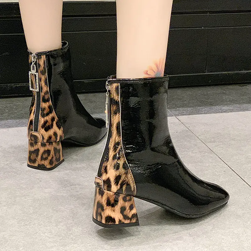 Новинка 2020 женские ботильоны осенние туфли Crazy Leopard ботинки на высоком каблуке
