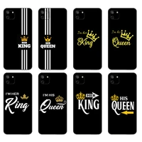 black tpu case for oppo realme c11 c20 c21 case back cover bumper king queen lovers couple