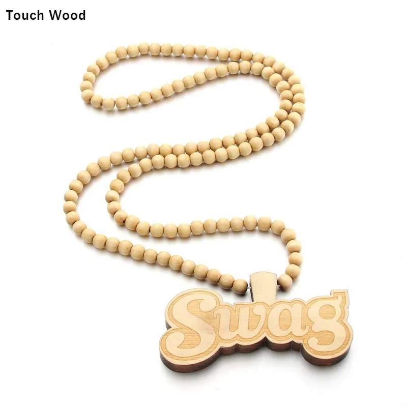 

Wood bead SWAG necklace / Hip-hop jewelry / dropshipping accessory