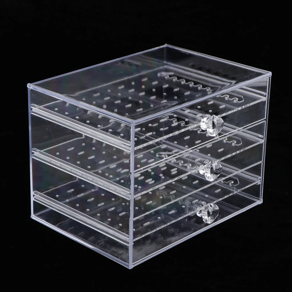 

Jewelry Earrings Rings Container Multi-layer Ear Studs Drawer Case - Clear