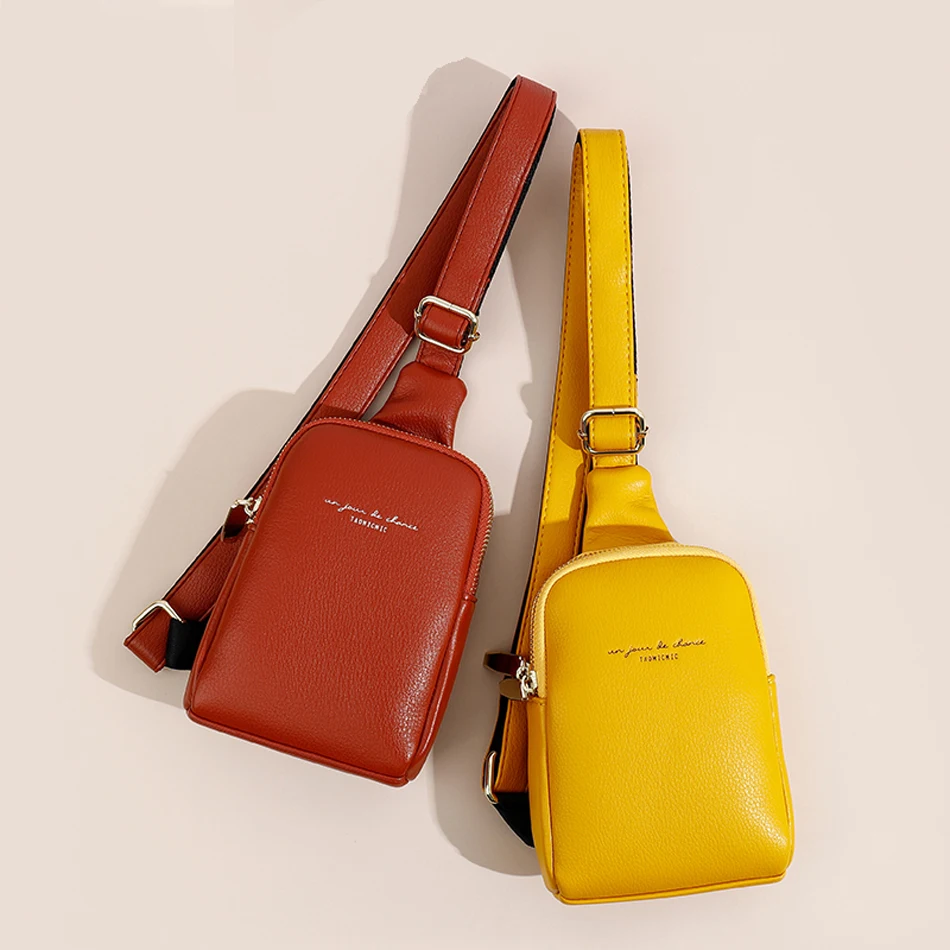 Women Leather Pink Chest Pack Bag Hip Hop Banana Belt Bag Small Waist Bag Female Shoulder Bag Blue Handbag Purse Straddle Pocket