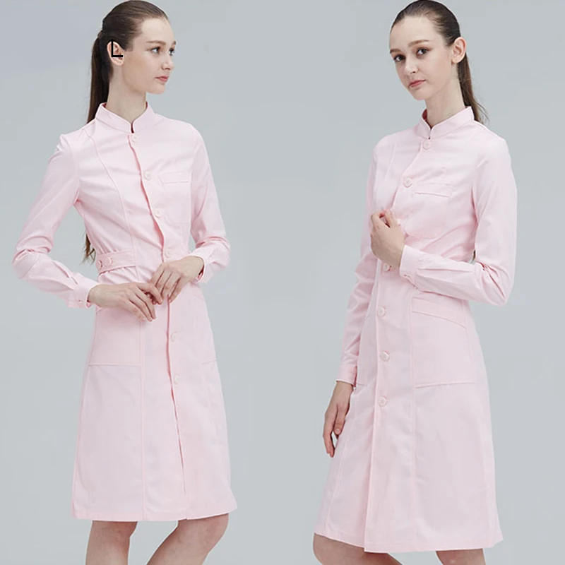 4 цвета рабочая одежда для салона красоты медсестер тонкий воротник с длинным