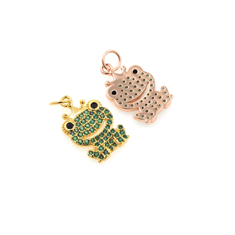 Подвеска в виде лягушки кубический цирконий латунное позолоченное животное