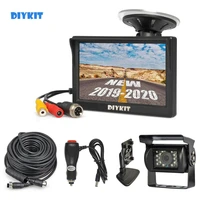diykit 5 dc12v 24v 4pin reverse rear view car monitor waterproof ccd night vision backup bus truck camera free car charger