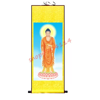 

Western Sansheng silk scroll hanging painting 2, exquisite crafts, decorations, collections