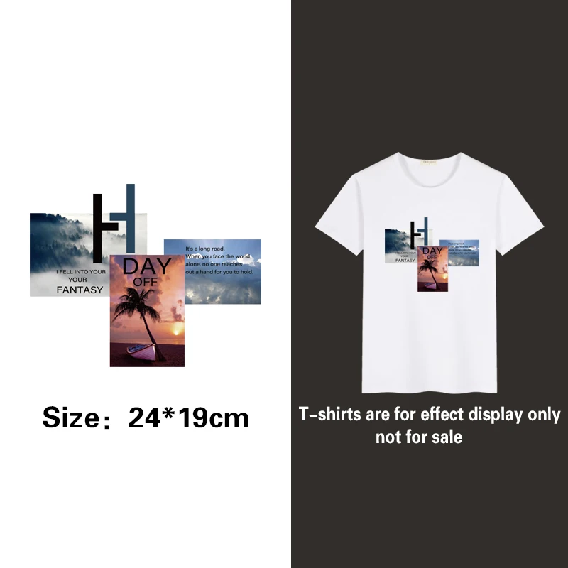 

Letter landscape patch ironing clothes DIY washable men's T-shirt heat transfer sticker clothes Vinyl Decal decoration