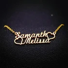 Ожерелья ручной работы с именем для женщин, персонализированные ювелирные изделия из нержавеющей стали золотого и серебряного цвета в форме сердца, массивное ожерелье с кулоном