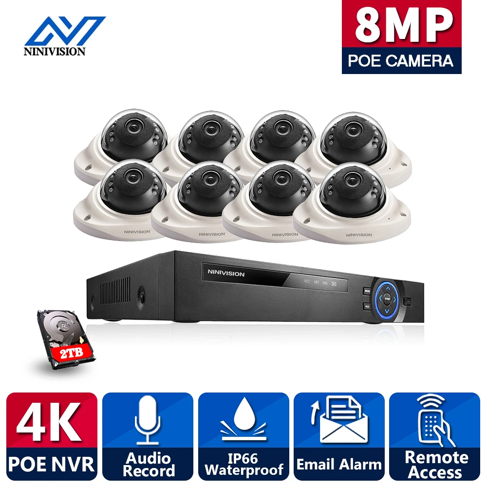 

Комплект камер видеонаблюдения, 8 каналов, 4K, POE, NVR, 8 Мп, 5 МП, 4 МП