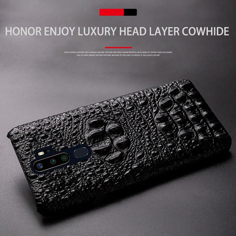 genuine leather phone case for realme 3 5 6 x lite xt x2 x50 pro q cases natural cowhide crocodile head texture cover funda capa free global shipping