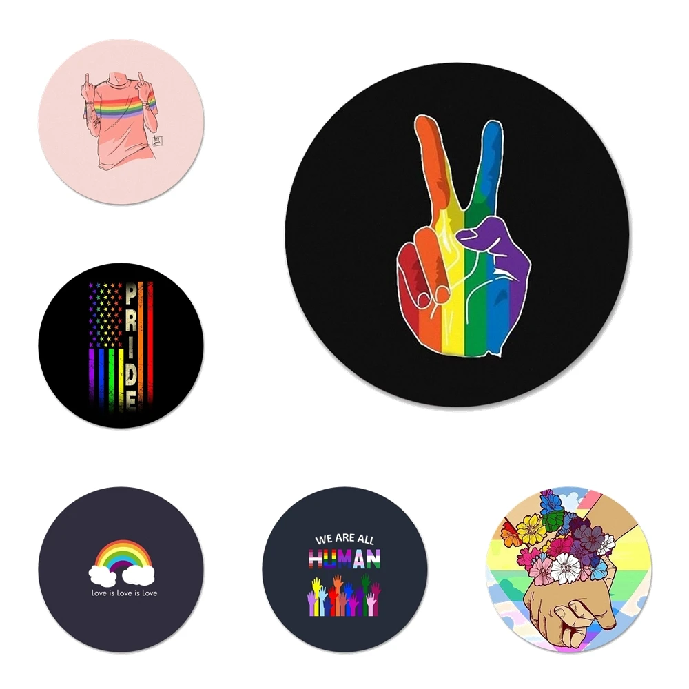 Гей лесбиянок ЛГБТ Радужный Флаг гордость искусство Значки Металлические для