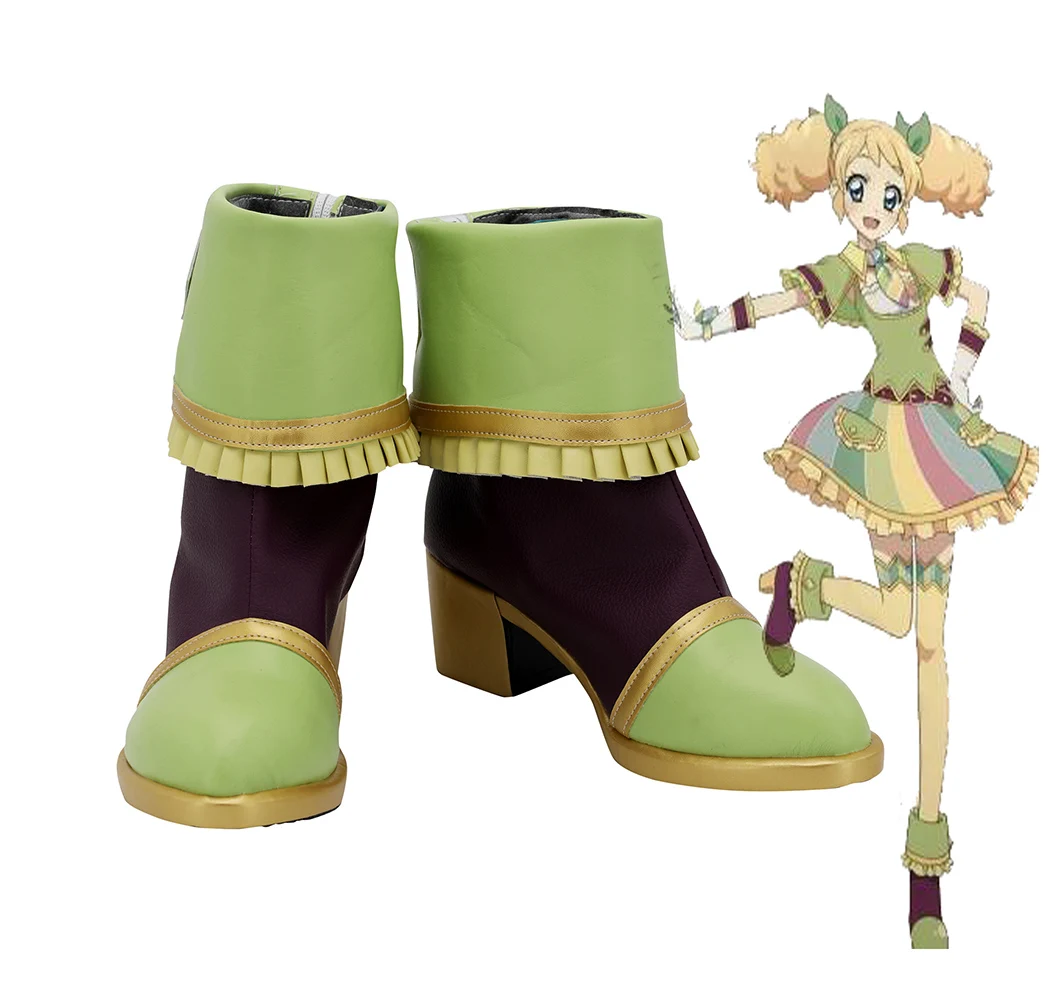 

Aikatsu Saegusa Kii Cosplay Boots Green High Heel Shoes Custom Made Any Size