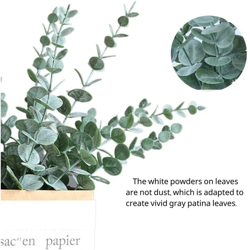 

20Pcs Artificial Eucalyptus Stems Leaves Fake Gray Green Eucalyptuses Plant Branches Faux Greenery Stems for Wedding