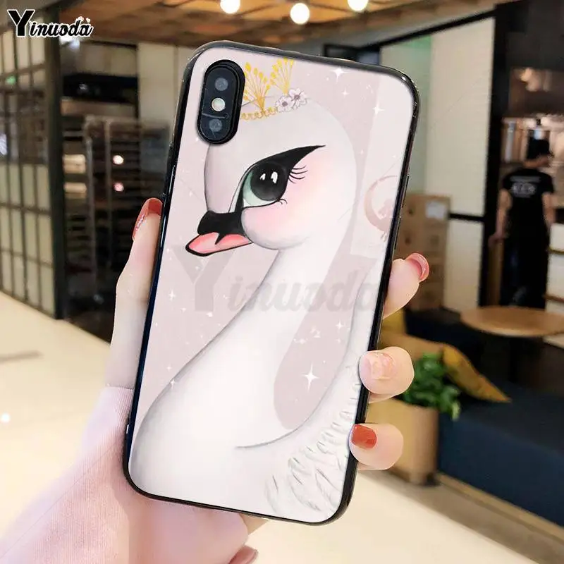 YiNuoDa Белый лебедь черный мягкий чехол для телефона iPhone 6 6S 7 8 Plus X XS MAX 5 5S SE XR 11 pro max