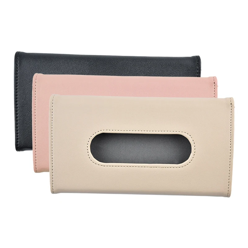 

Car Visor Tissue Holder PU Leather Hanging Paper Towel Clip Napkin Holder Backseat Tissue Case Auto Interior Accessories