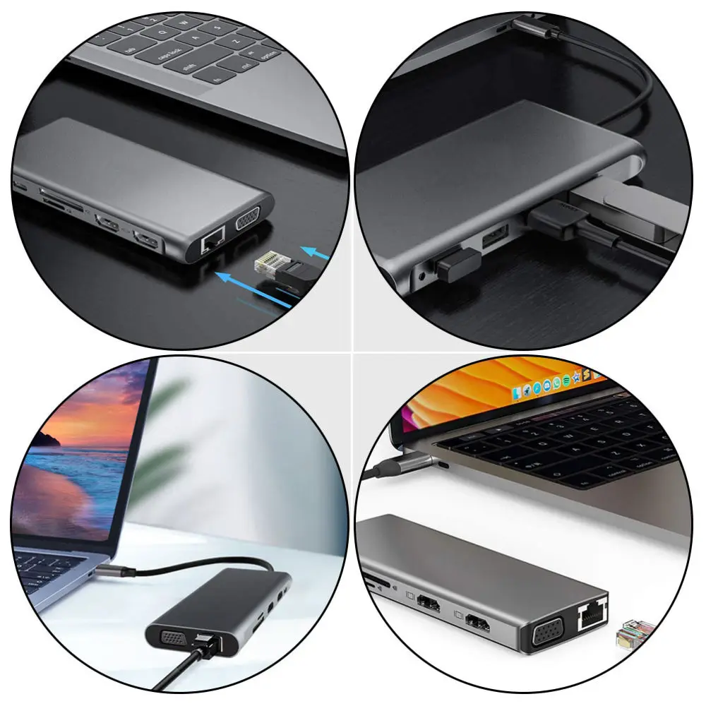 

12 in 1 Type-C USB 3.0 Hub Adapter Multiple Expander 2.0 USB Hub for Computer