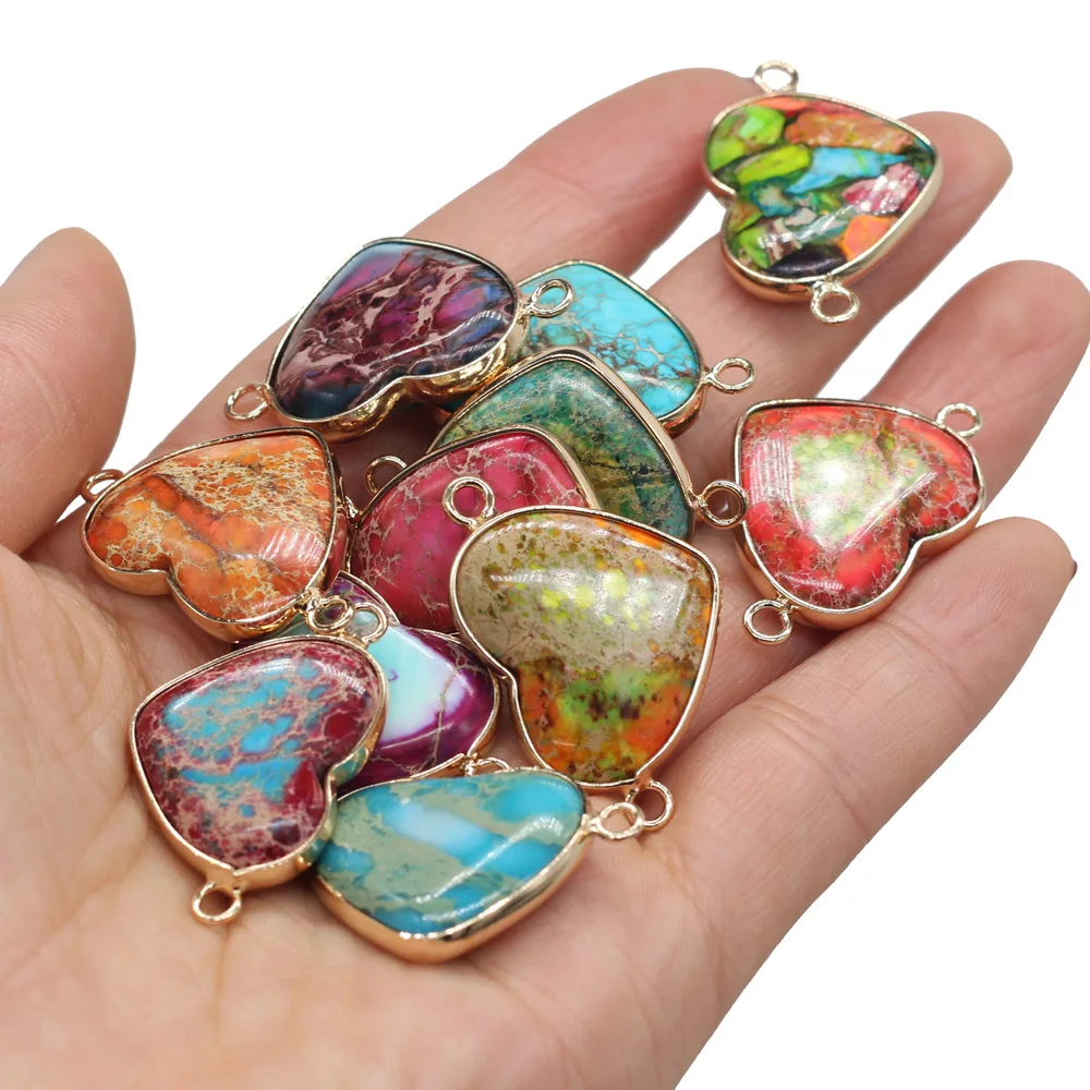 

Best-selling Fashion Natural Stone Connector Peach Heart-shaped Imperial Stone Connector for Jewelry Making Necklace Bracelet
